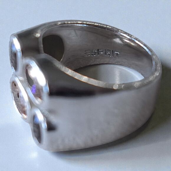 Vintage Esprit 925 Silver Ring Garnet Orange Tourmaline Chunky Statement - Picture 4 of 9